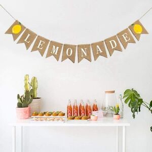 NWT Lemonade Banner Burlap Bunting Banner Summer Garland Flag Decoration